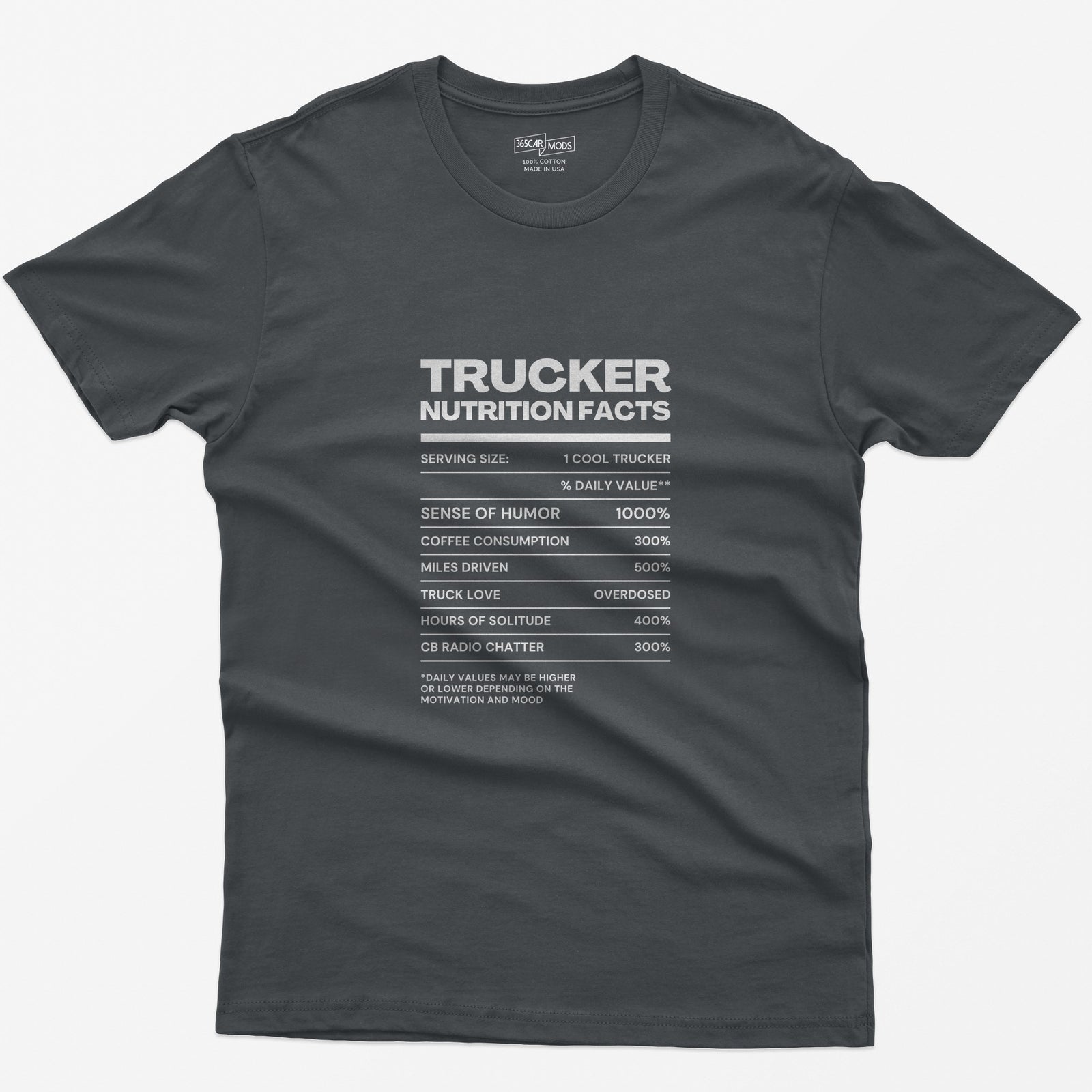 Trucker Nutrition Facts T-Shirt - Charcoal