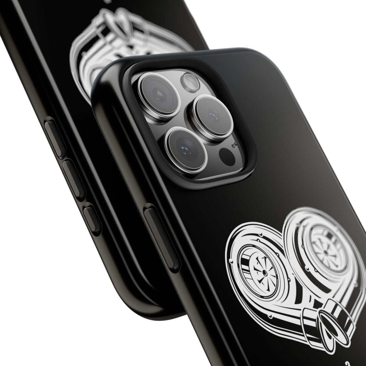 Turbo Heartbeat tough phone case, close-up of the print