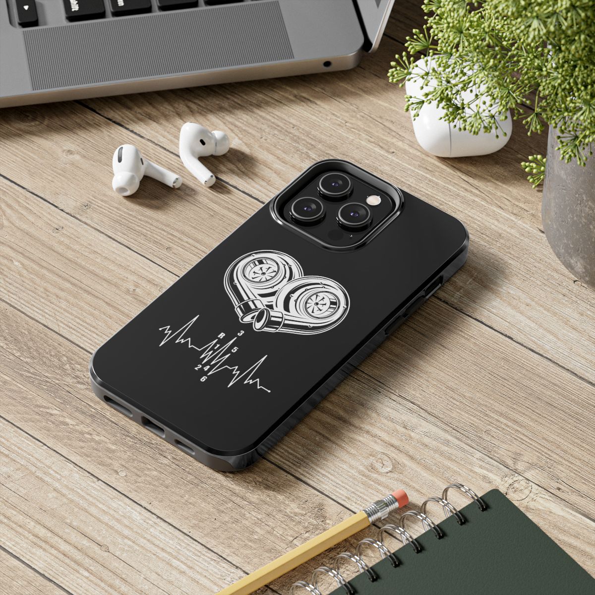 Turbo Heartbeat tough phone case, lifestyle view