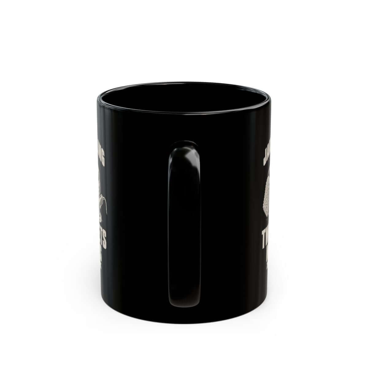 Two Buckets No Swirls Personalized Mug - 11oz black coffee mug, handle facing front