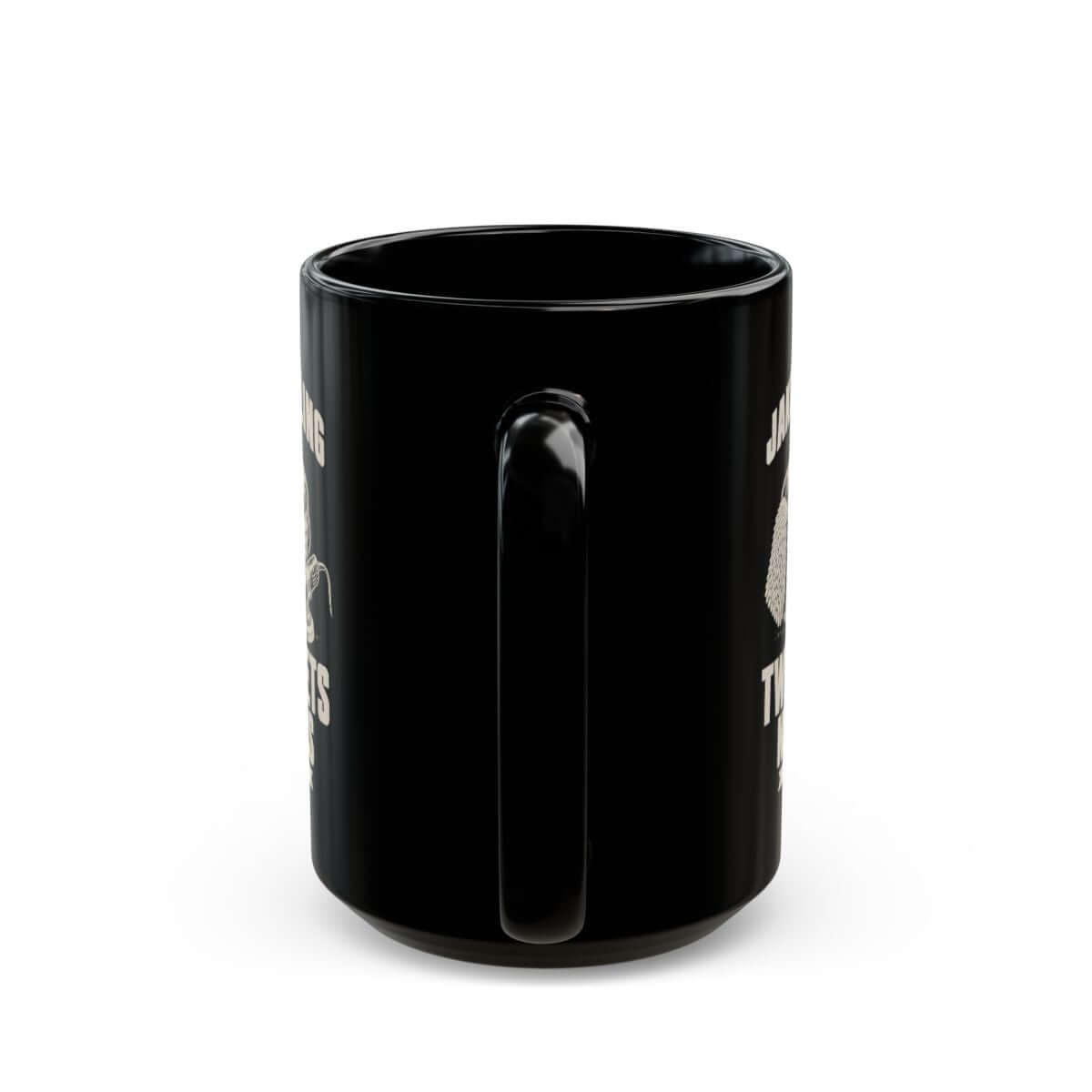 Two Buckets No Swirls Personalized Mug - 15oz black coffee mug, handle facing front
