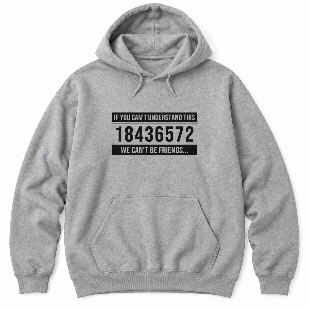 Sport Grey hoodie with IF YOU CAN'T UNDERSTAND THIS 18436572 WE CAN'T BE FRIENDS in white distressed text