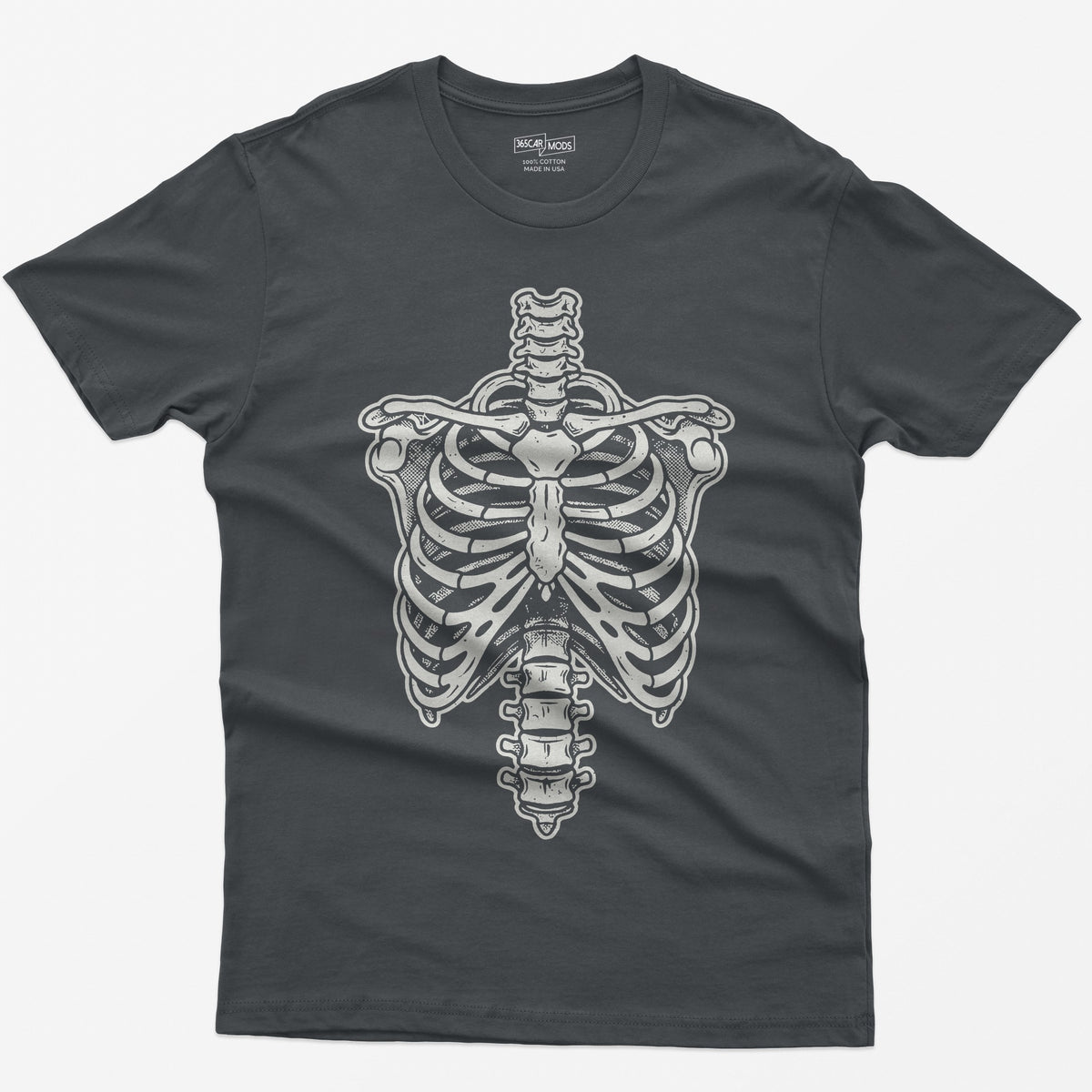 Vintage Rib Cage Skeleton T-Shirt - Charcoal