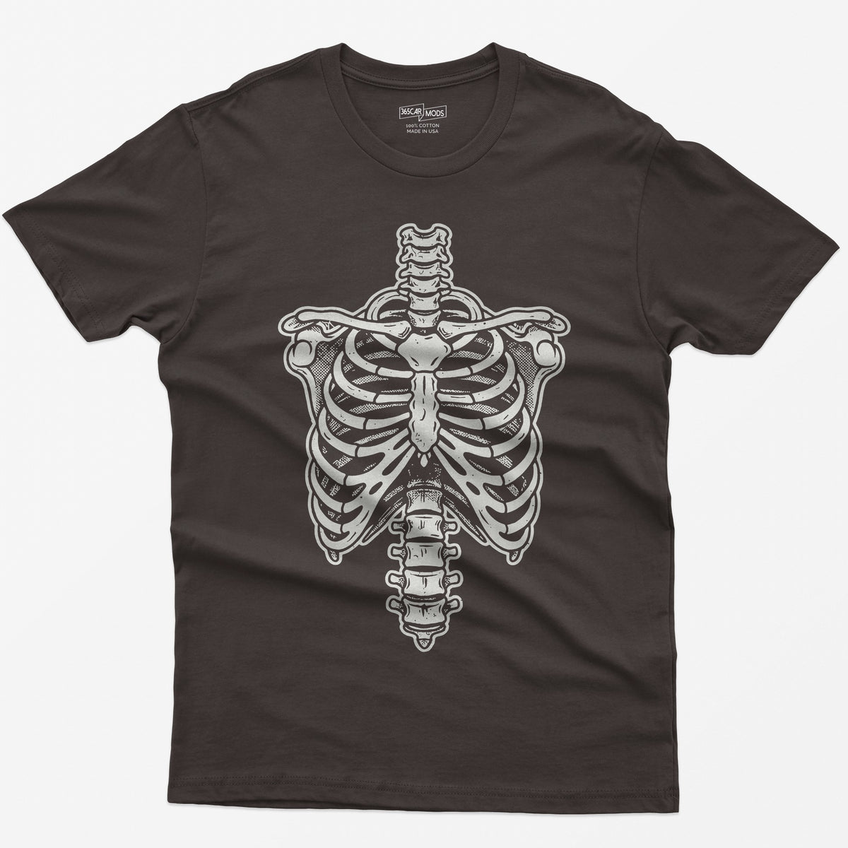 Vintage Rib Cage Skeleton T-Shirt - Dark Chocolate