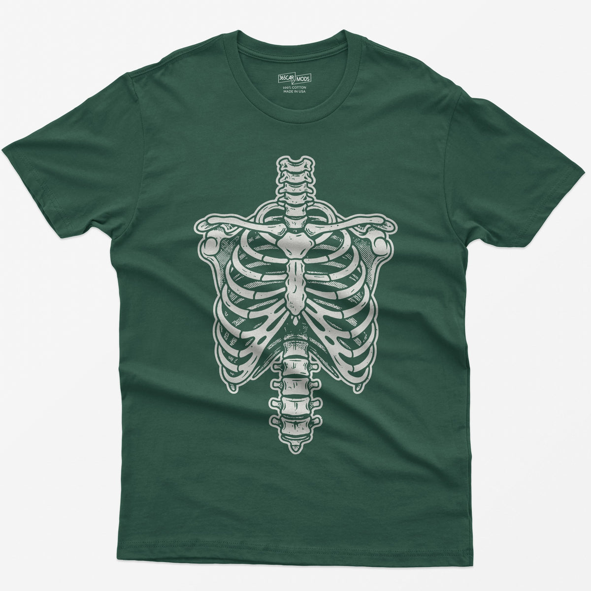 Vintage Rib Cage Skeleton T-Shirt - Forest Green