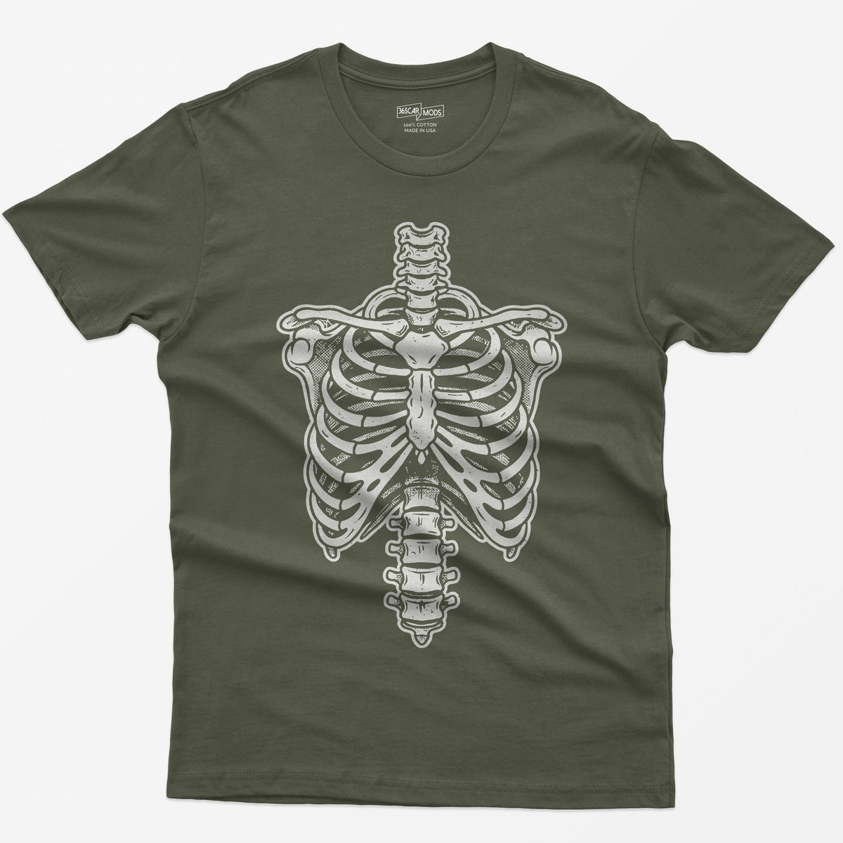 Vintage Rib Cage Skeleton T-Shirt - Military Green