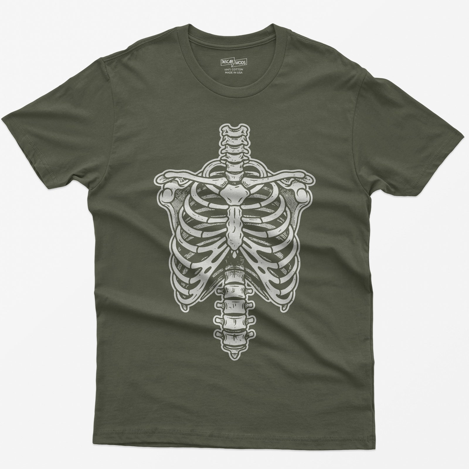 Vintage Rib Cage Skeleton T-Shirt - Military Green