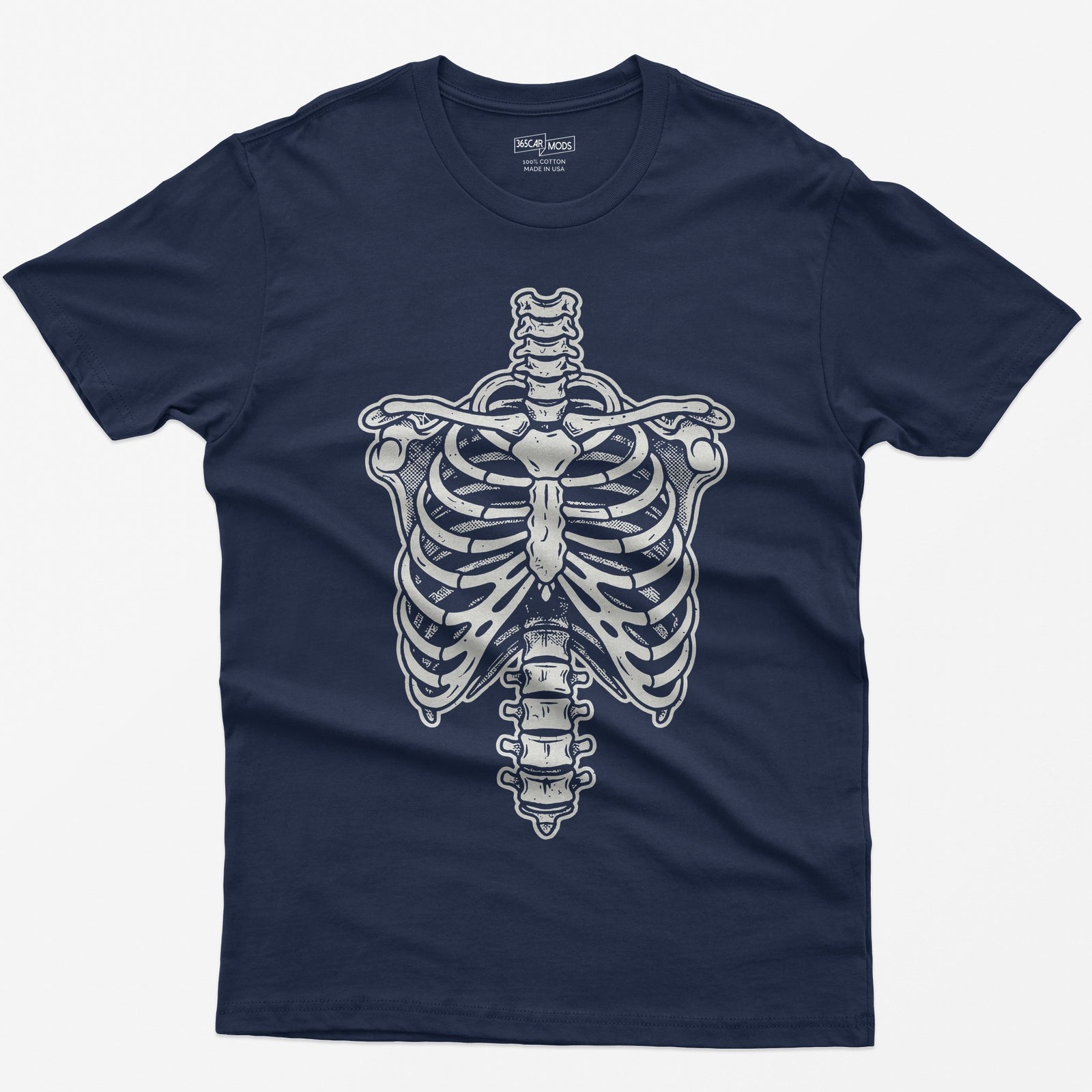 Vintage Rib Cage Skeleton T-Shirt - Navy