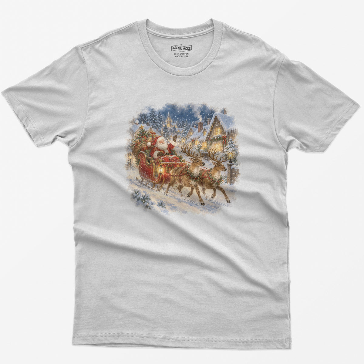 Vintage Santa Sleigh Christmas T-Shirt - Ash