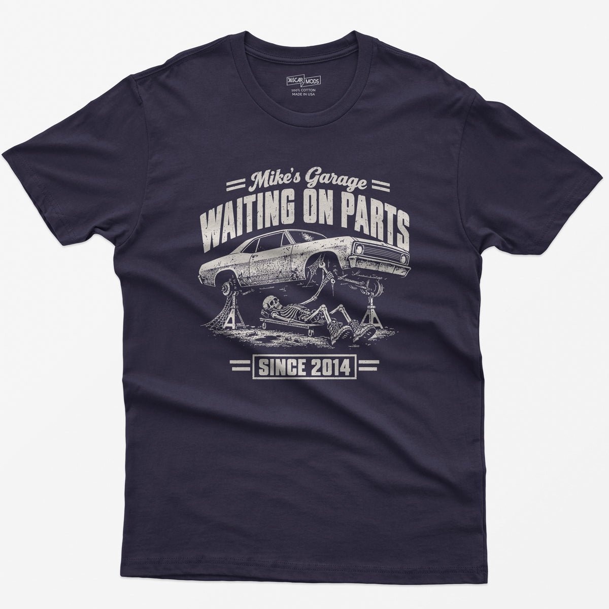 Blackberry t-shirt with the personalized Waiting on Parts garage design