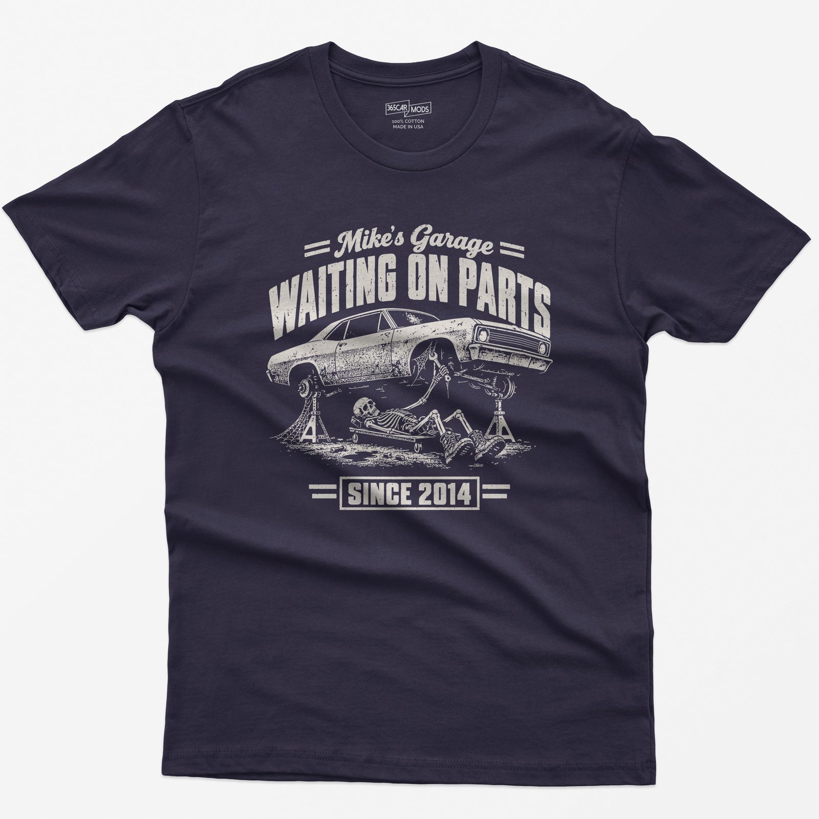 Blackberry t-shirt with the personalized Waiting on Parts garage design