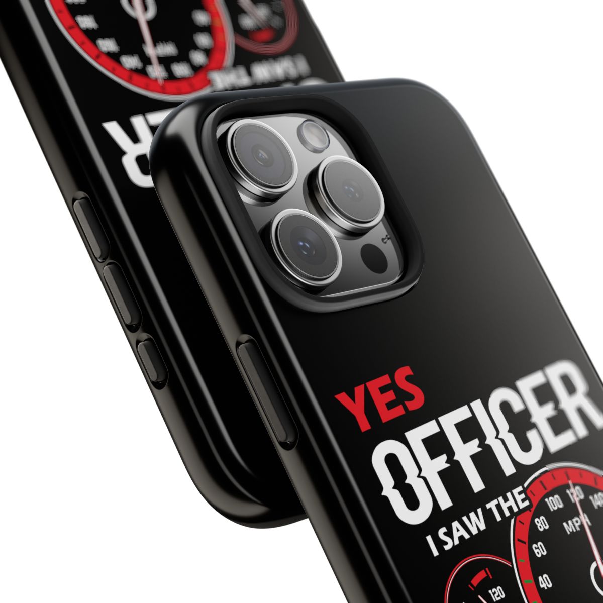 Yes Officer I Saw the Speed Limit tough phone case, close-up of the print