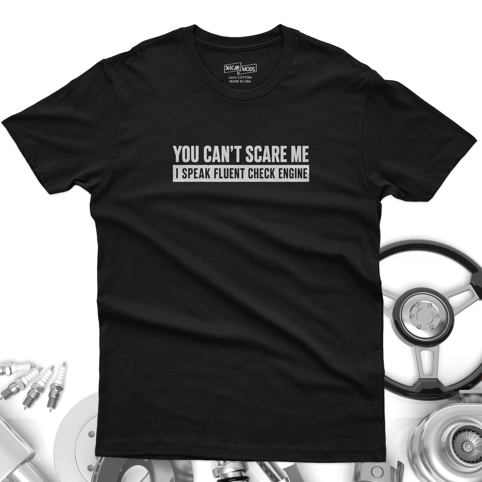 Minimalist Check Engine shirt dark heather | Auto repair tee | 365CarMods