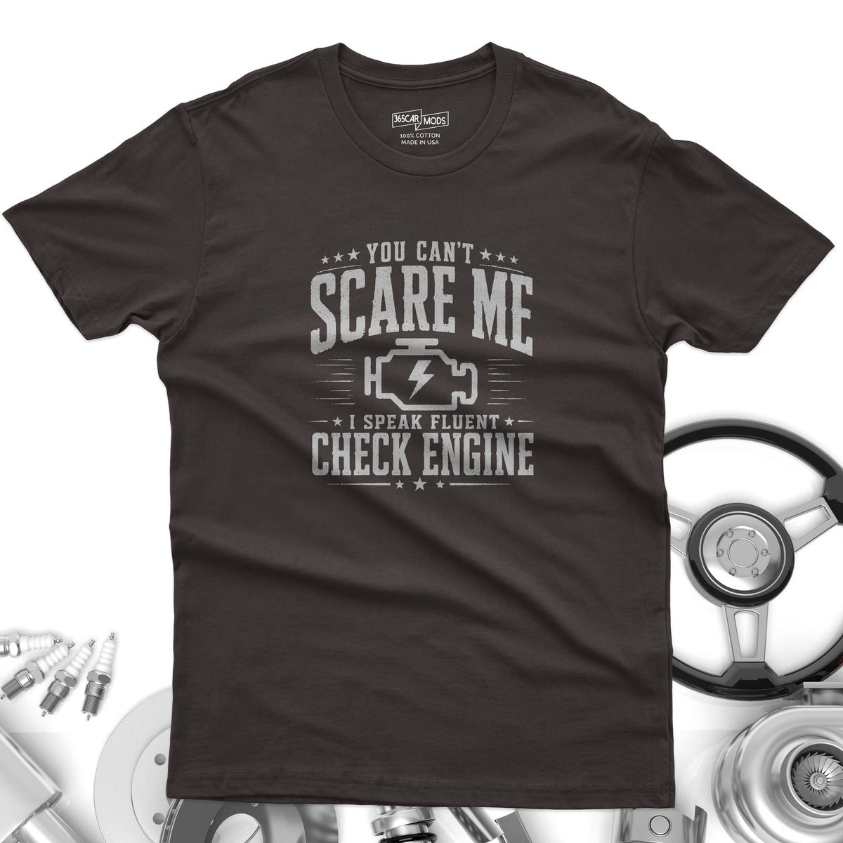Vintage Check Engine shirt dark heather | Retro car tee | 365CarMods