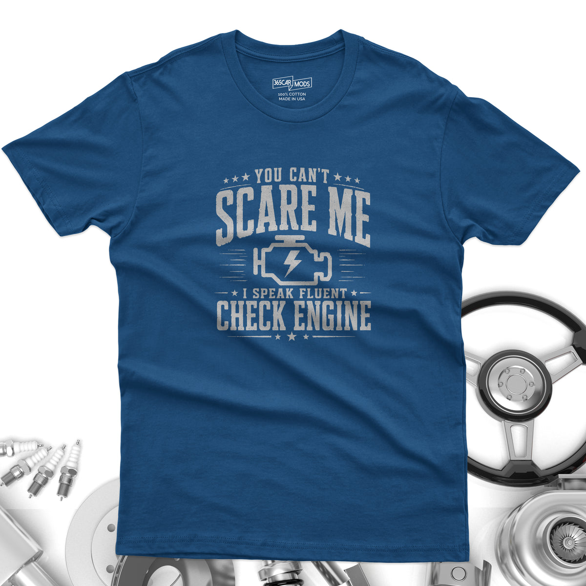 Vintage Check Engine t-shirt size chart | S to 5XL sizing | 365CarMods