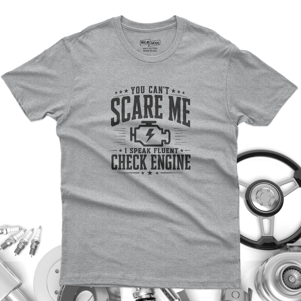 Vintage Check Engine shirt dark chocolate | Distressed gearhead tee | 365CarMods
