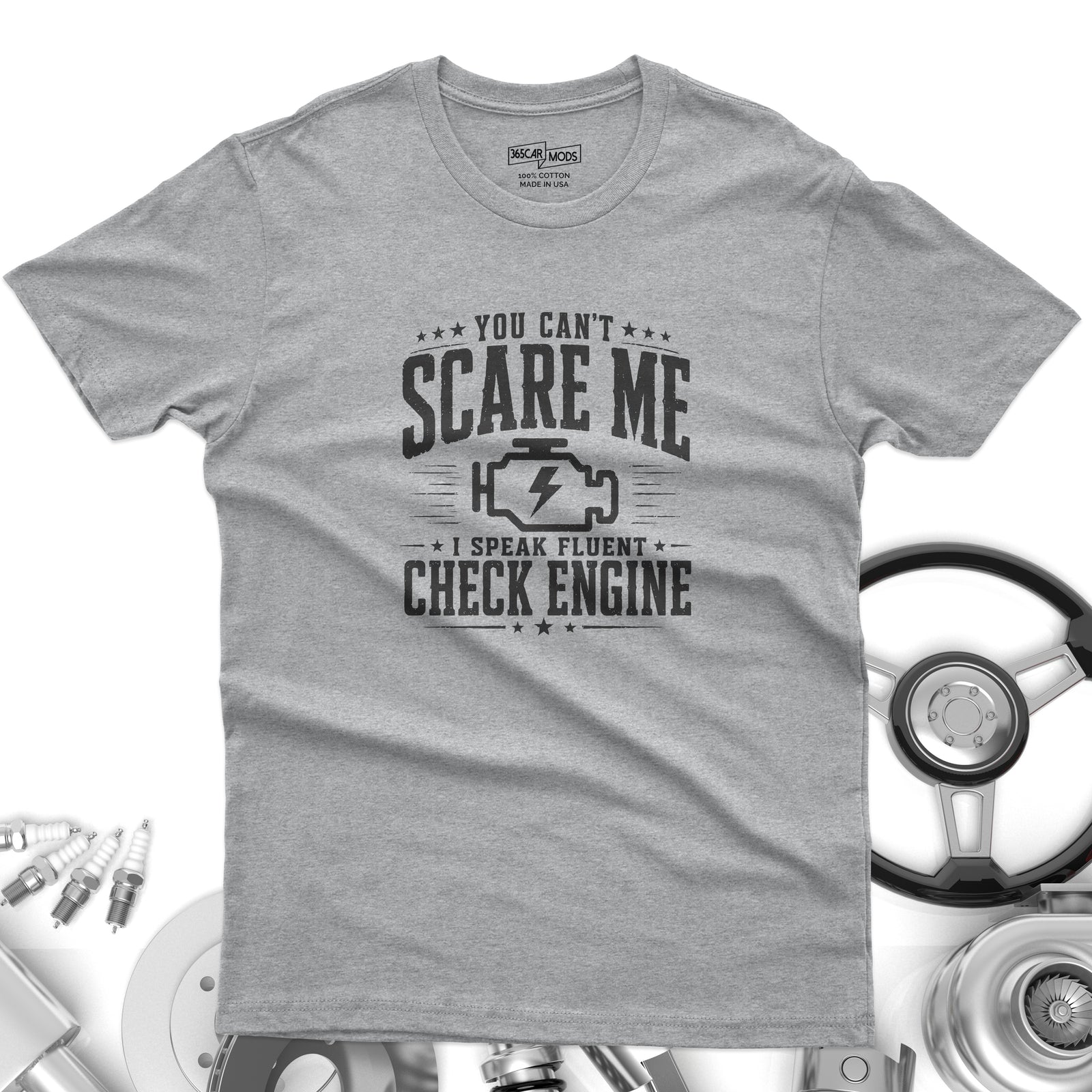 Vintage Check Engine shirt dark chocolate | Distressed gearhead tee | 365CarMods