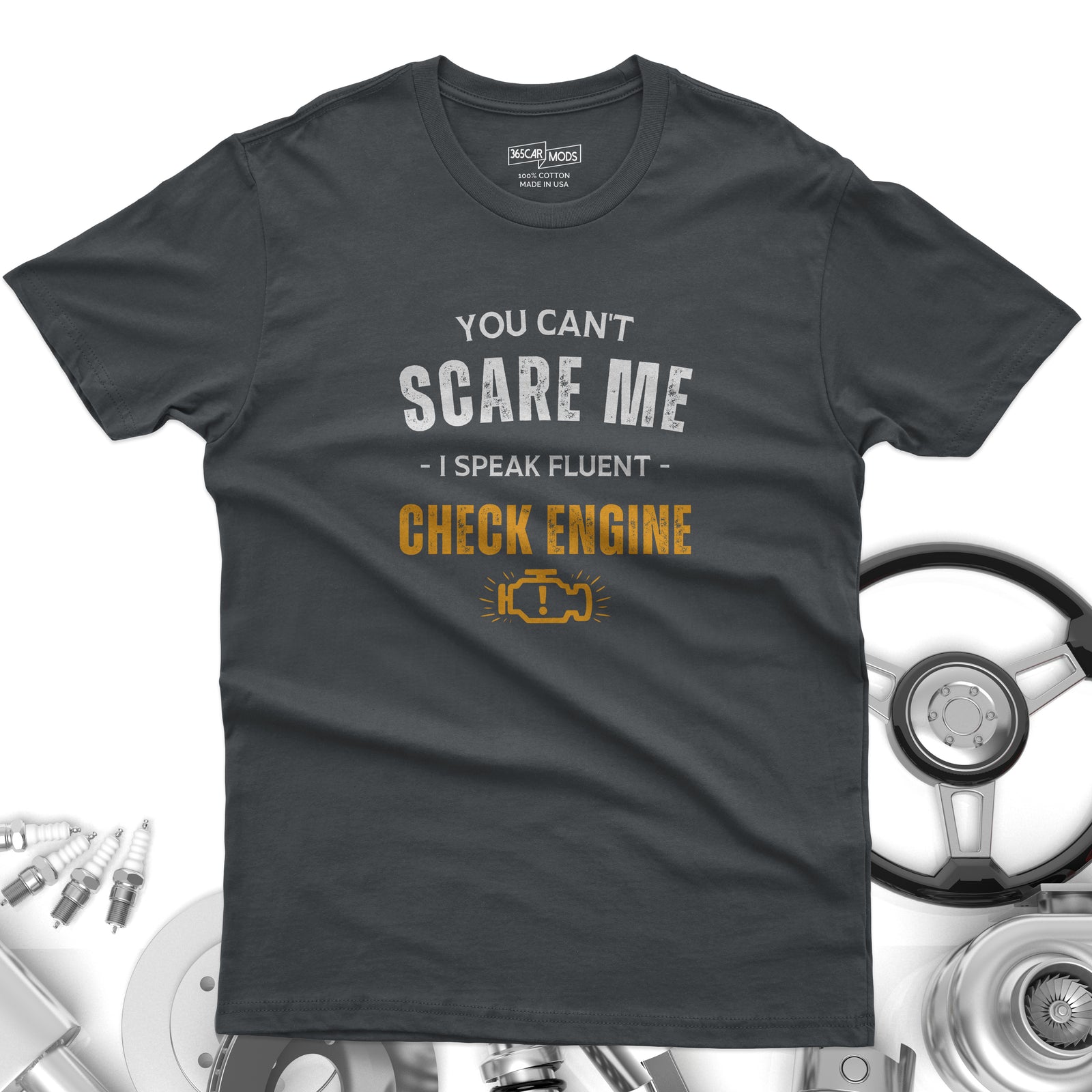 Funny Check Engine shirt ash | Garage humor tee | 365CarMods
