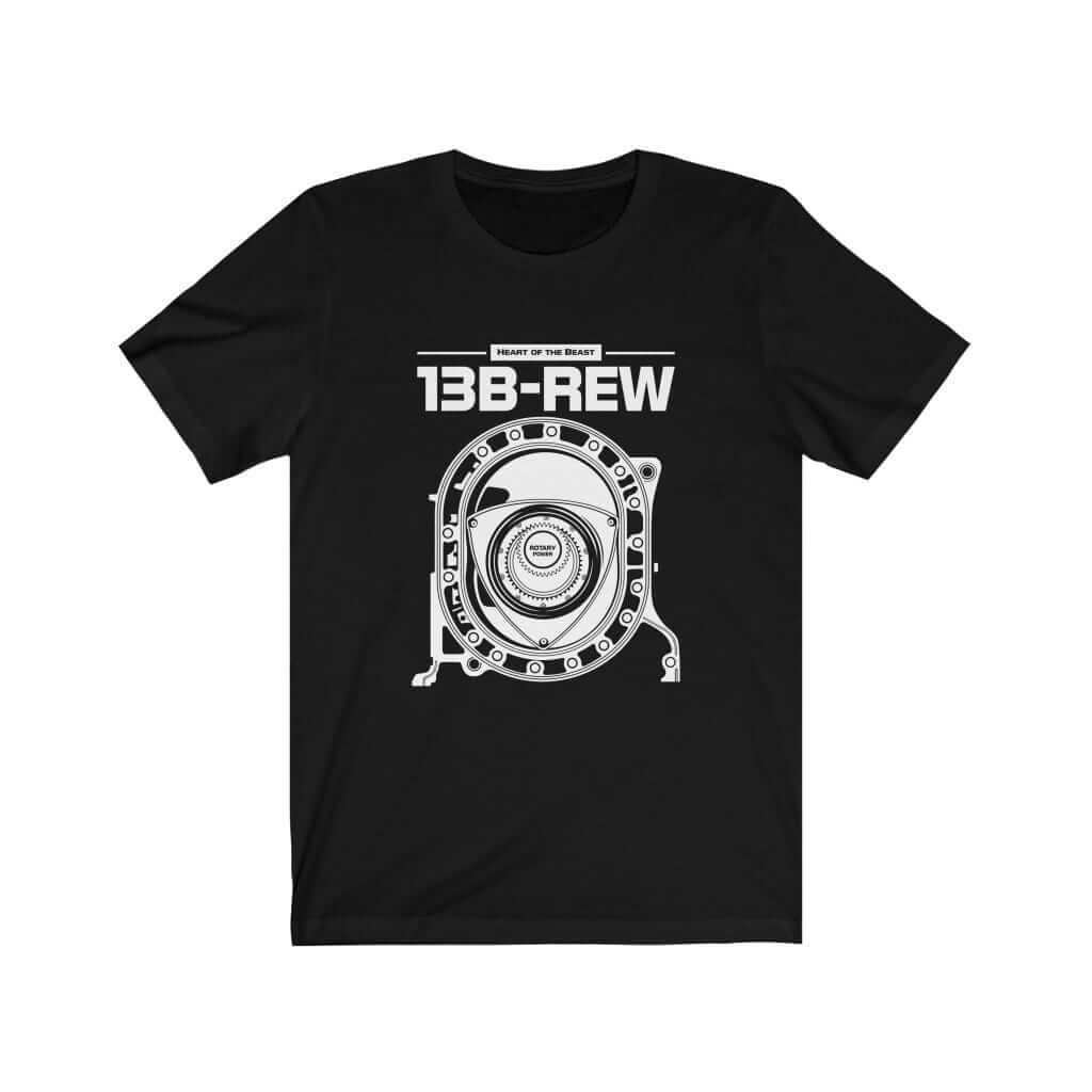 Legendary Japanese engine printed on black car t-shirt designed for car lovers, car guys, car enthusiasts, JDM lovers and petrolheads