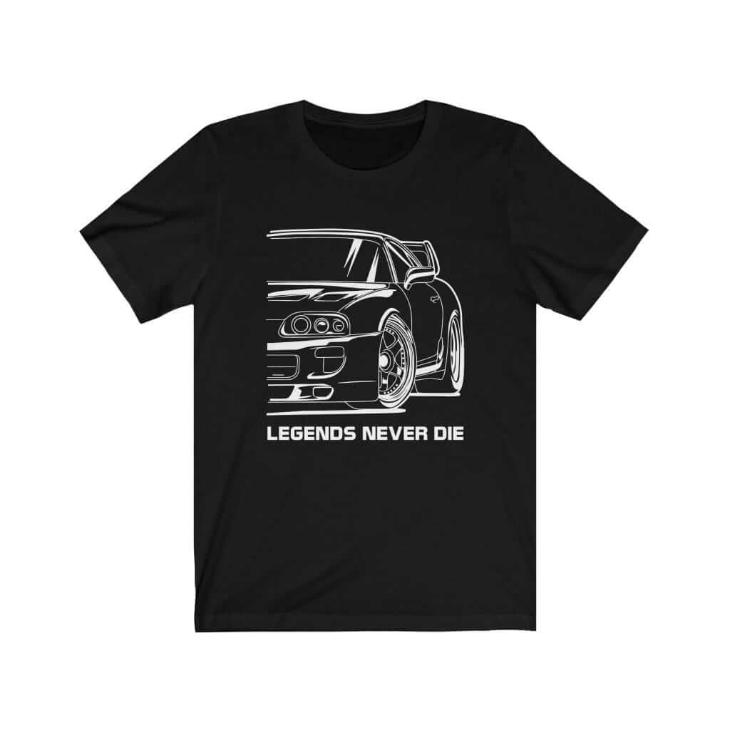 MKIV Supra 2JZ Legends Never Die JDM t-shirt in black | car guy gift