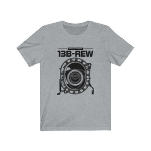 Legendary Japanese engine printed on athletic heather grey  car t-shirt designed for car lovers, car guys, car enthusiasts, JDM lovers and petrolheads