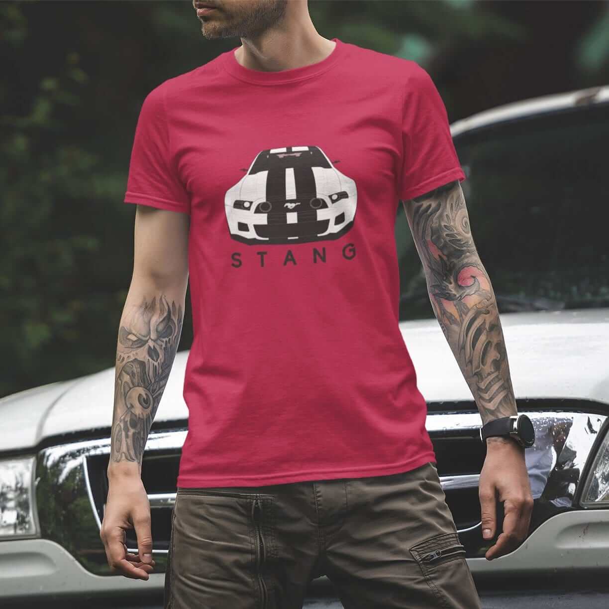 Need For Speed Muscle Car printed on red car t-shirt designed for car lovers, car guys, car enthusiasts, muscle cars lovers and petrolheads