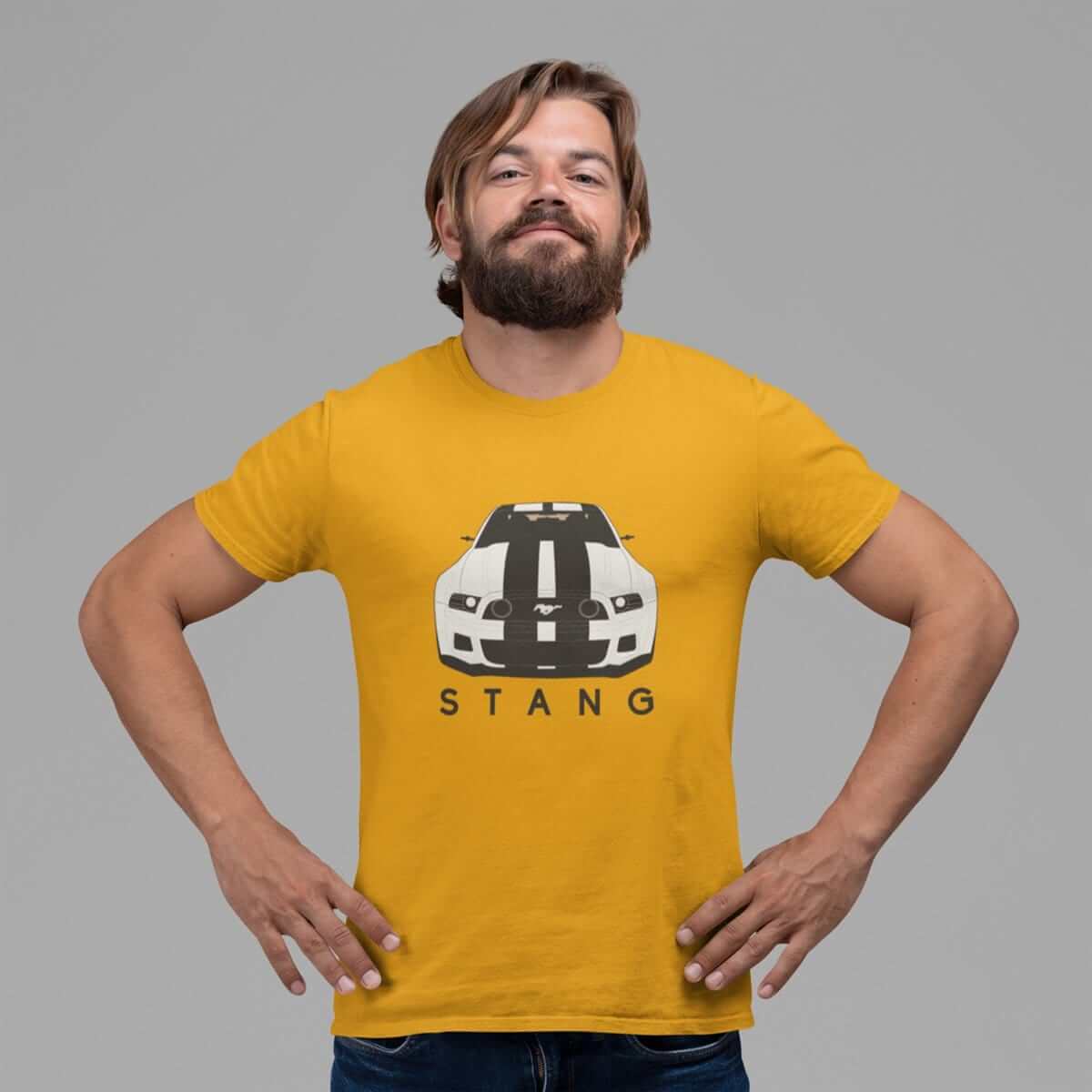 Need For Speed Muscle Car printed on gold yellow car t-shirt designed for car lovers, car guys, car enthusiasts, muscle cars lovers and petrolheads