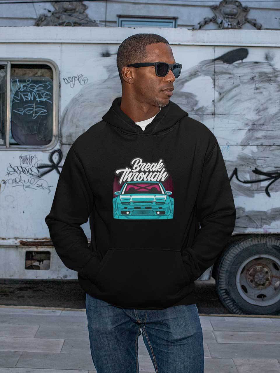 Japanese sports car printed on black car hoodie, JDM hooded sweatshirt, car guy gift, car lover, car fan, car enthusiast, petrolhead, JDM lover, boyfriend gift idea