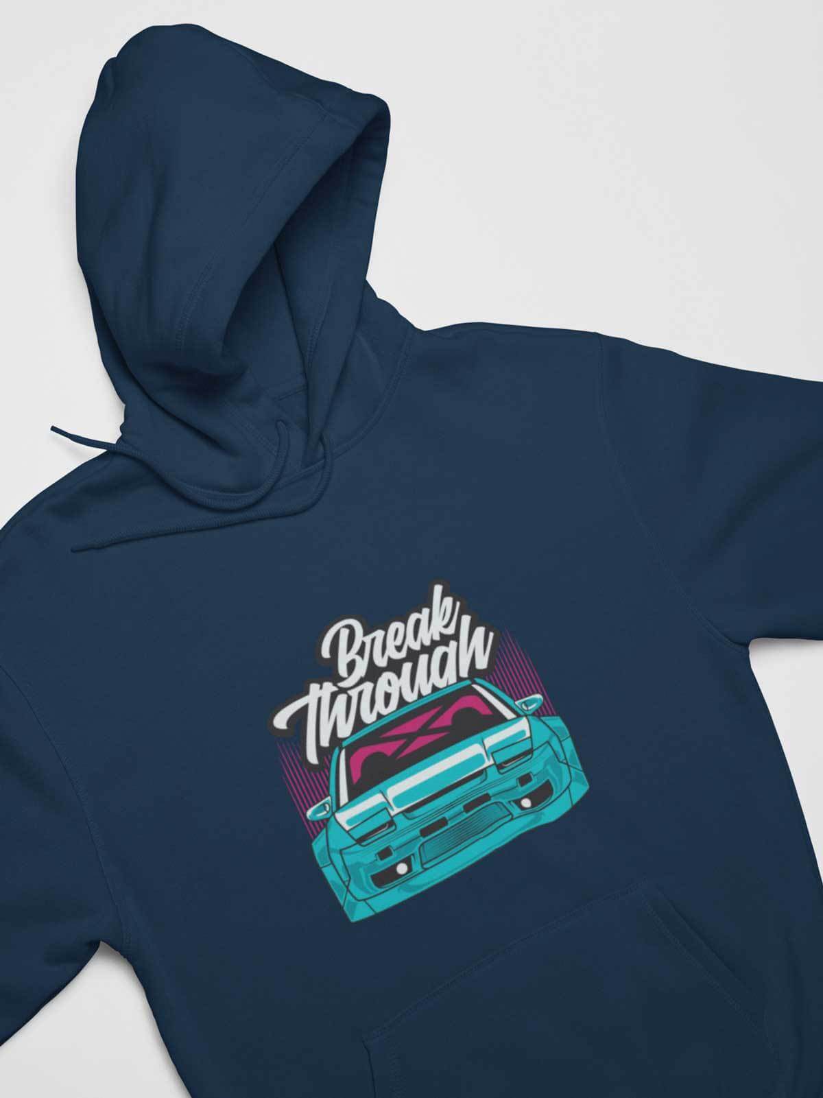 Japanese sports car printed on navy car hoodie, JDM hooded sweatshirt, car guy gift, car lover, car fan, car enthusiast, petrolhead, JDM lover, boyfriend gift idea