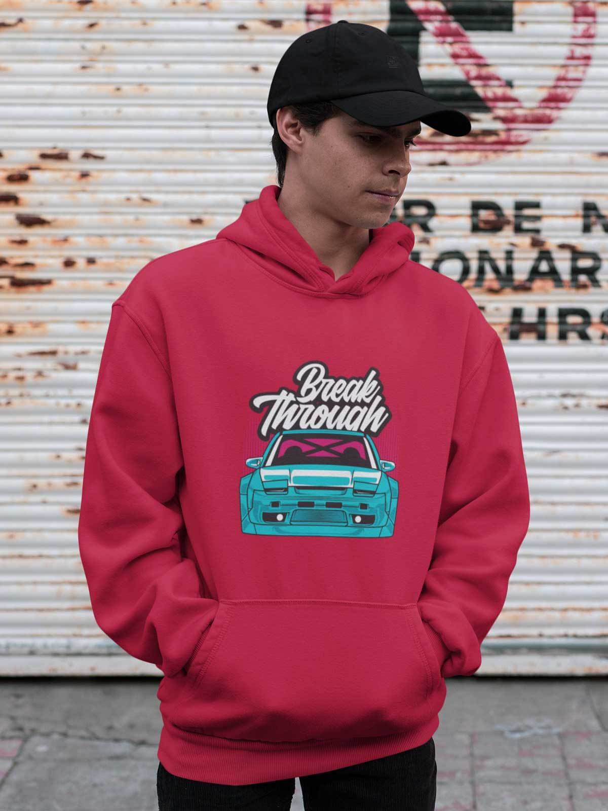 Japanese sports car printed on red car hoodie, JDM hooded sweatshirt, car guy gift, car lover, car fan, car enthusiast, petrolhead, JDM lover, boyfriend gift idea