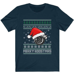 merry boostmas - ugly christmas design, funny navy t-shirt, car apparel, xmas gift, christmas gift, turbo, jdm, racecar, the perfect gift