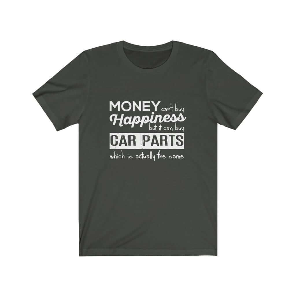 More-car-parts-is-equal-to-happiness-funny-dark-grey-car-tshirt,-mechanic,-car-fans,-car-guys,-car-lovers,-car-enthusiasts,-petrolheads,-drifting-tshirt,-awesome-men's-gift-idea