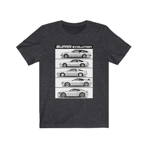 Supra Japanese cars printed on Dark Grey Heather car t-shirt, JDM tee, car guy gift, car lover, car fan, car enthusiast, petrolhead, JDM lover, boyfriend gift idea