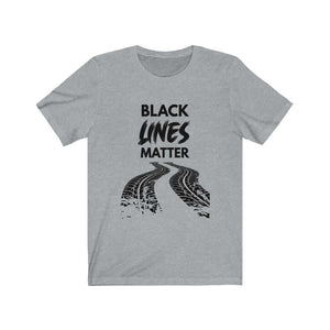 Black Lines Matter funny car tshirt in athletic heather