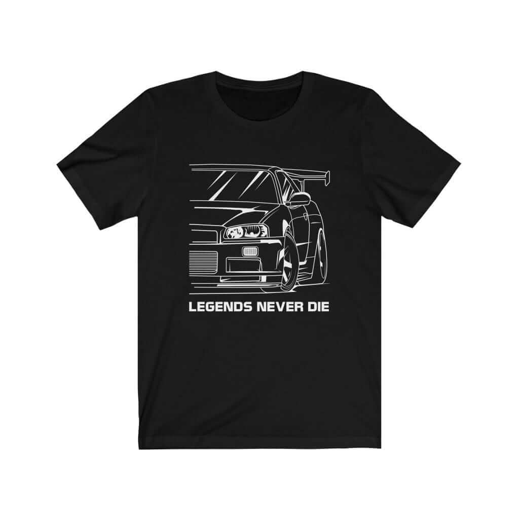 R34 Skyline GTR JDM Legend car t-shirt in black | JDM car enthusiast gift