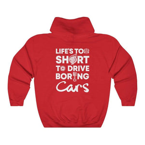 life-is-too-short-drive-boring-cars-red-hoodie-white-background