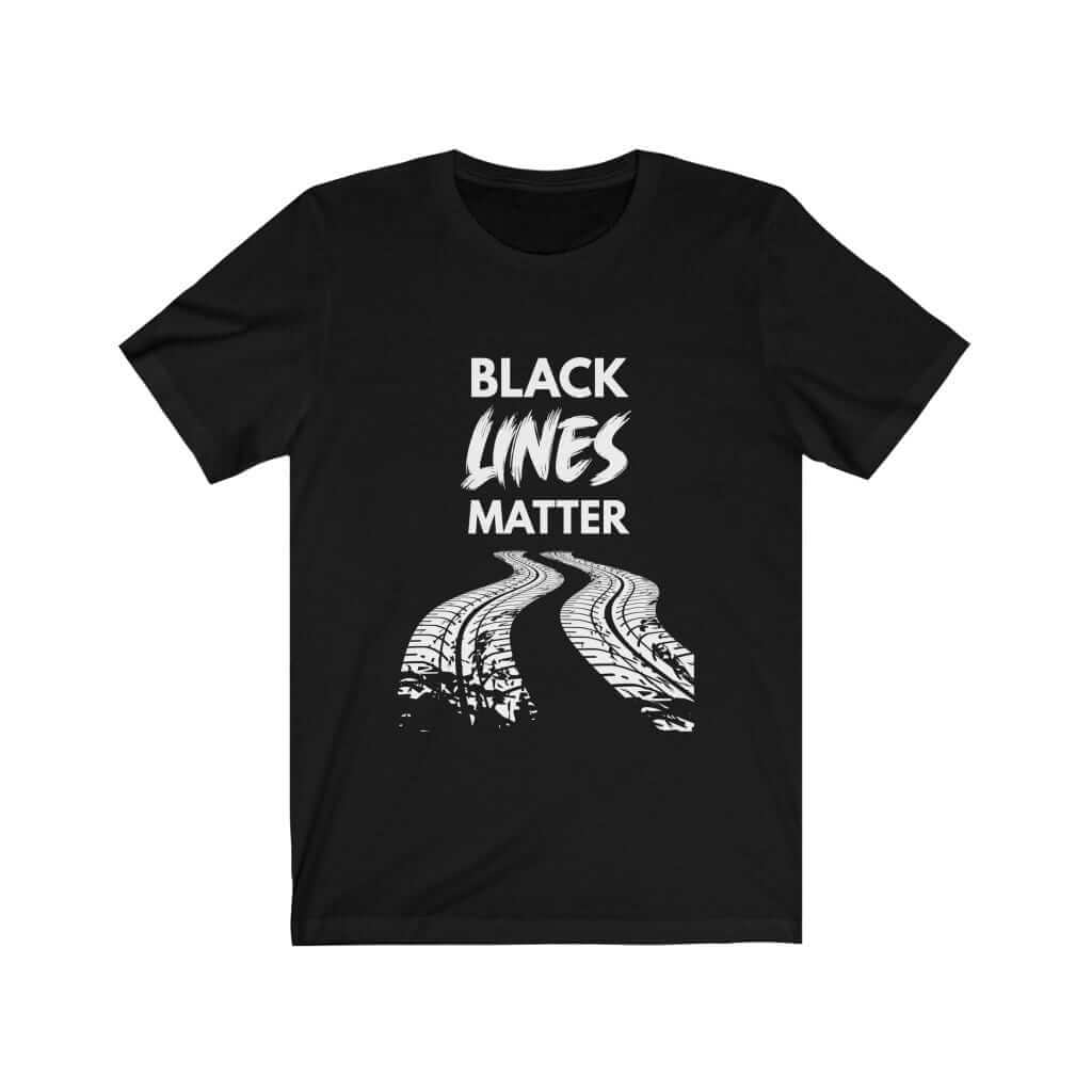 Black Lines Matter funny car tshirt in athletic heather