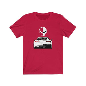 Muscle car printed on red car t-shirt, american muscle car tee, car guy gift, car lover, car fan, car enthusiast, petrolhead, hot rod lover, boyfriend gift idea