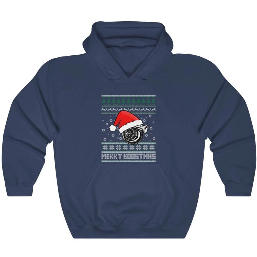 merry boostmas - ugly christmas design, funny navy hoodie, car apparel, xmas gift, christmas gift, turbo, jdm, racecar, the perfect gift