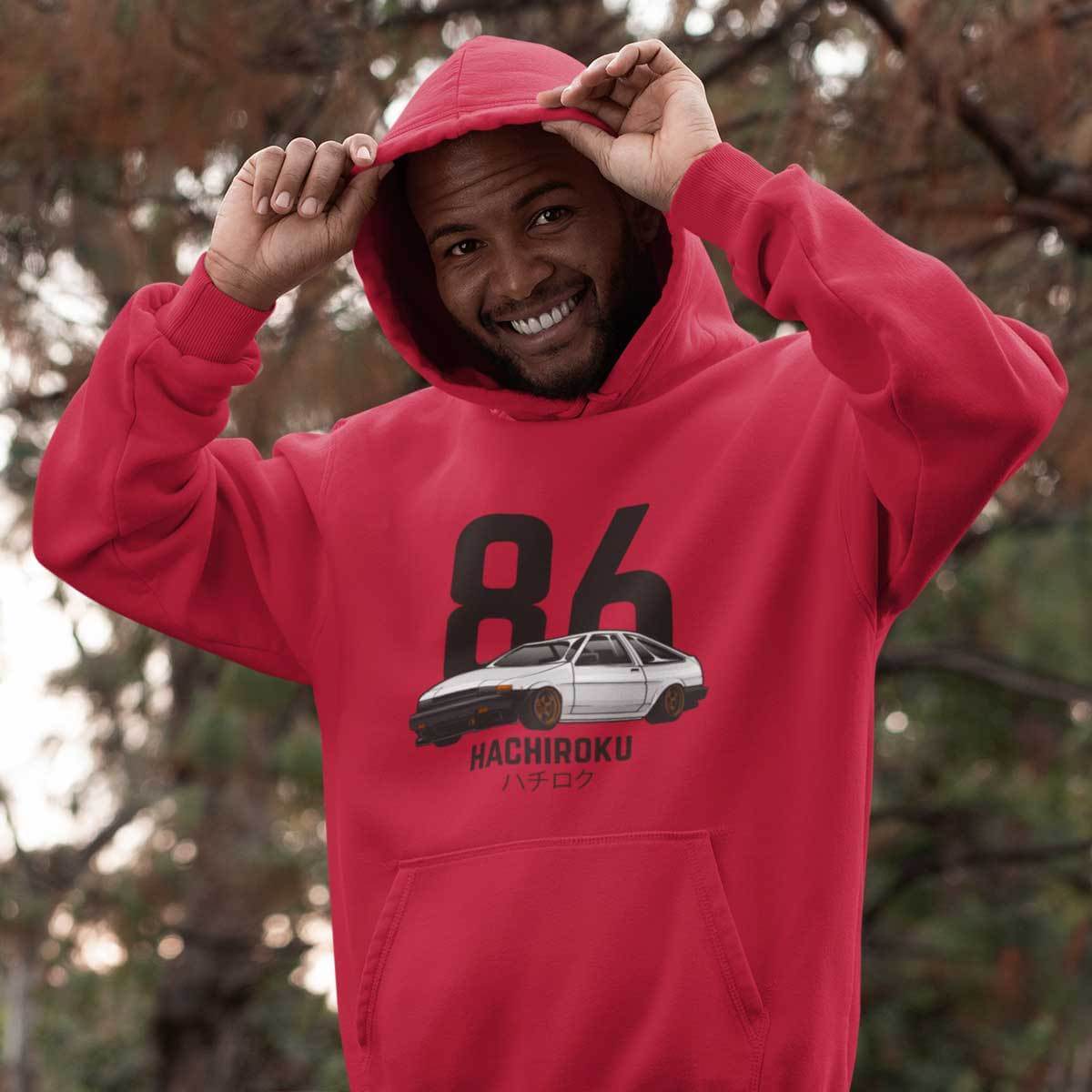 Japanese car printed on red car hoodie, JDM sweatshirt, car guy gift, car lover, car fan, car enthusiast, petrolhead, JDM lover, boyfriend gift idea