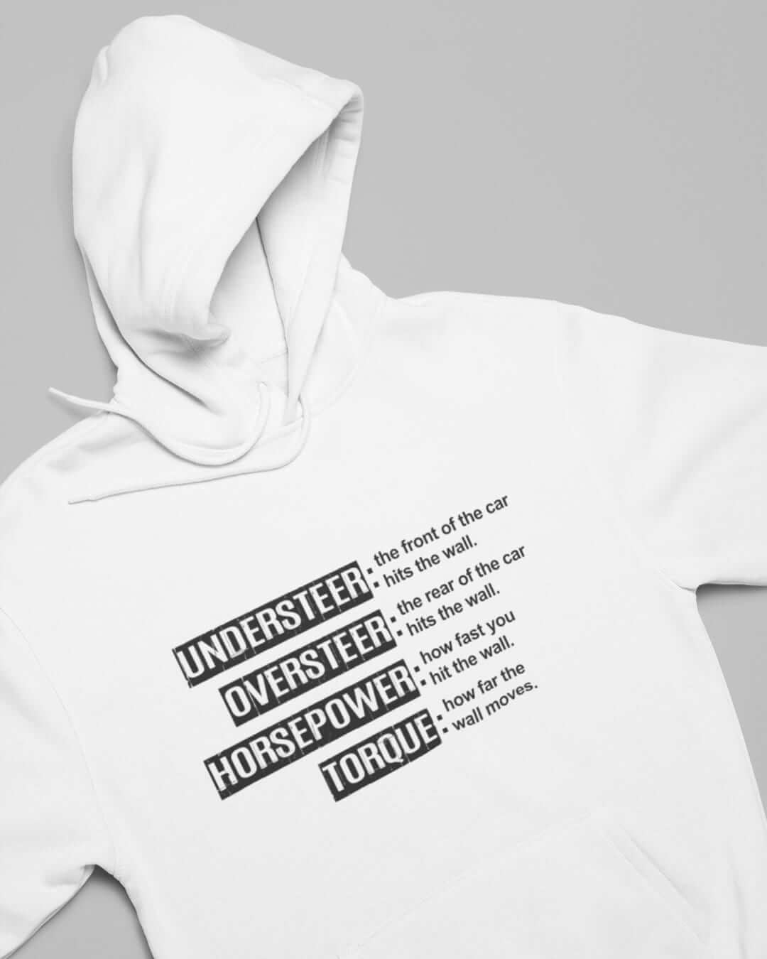 white funny car hoodie, car guy hoodie, car clothing, car apparel, car merch