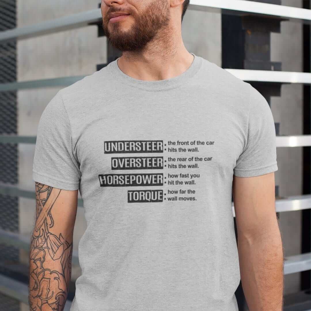 car guy with athletic heather funny car t-shirt, car merch, car guy gift, car apparel