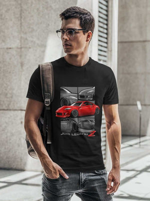 Red Japanese car printed on black car t-shirt, JDM tee, car guy gift, car lover, car fan, car enthusiast, petrolhead, JDM lover, boyfriend gift idea