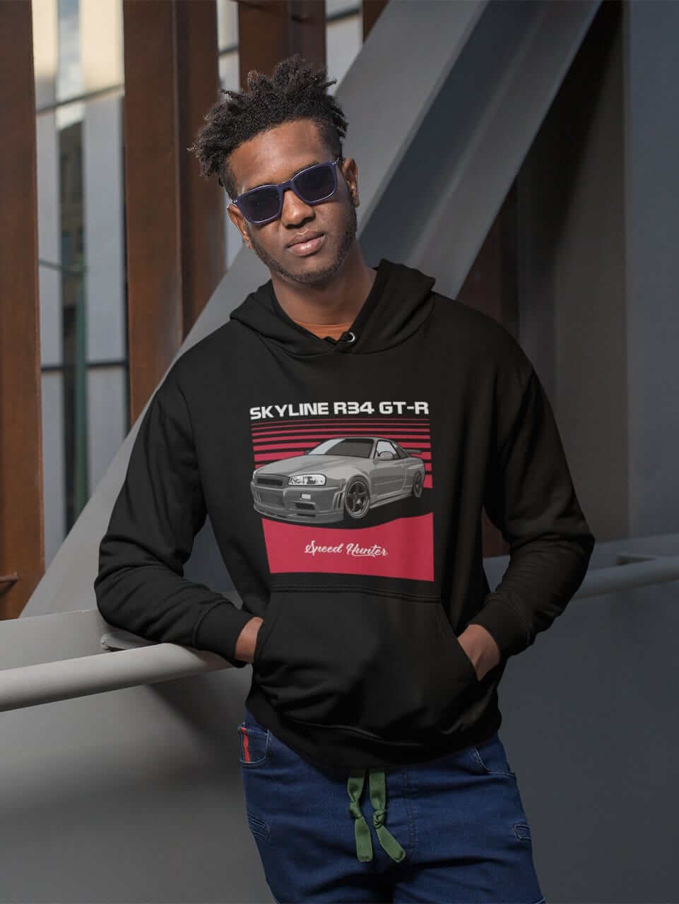 Japanese car printed on black car hoodie, JDM hooded sweatshirt, car guy gift, car lover present, car fan, car enthusiast