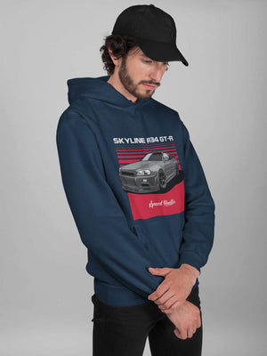 Japanese car printed on navy car hoodie, JDM hooded sweatshirt, car guy gift, car lover present, car fan, car enthusiast