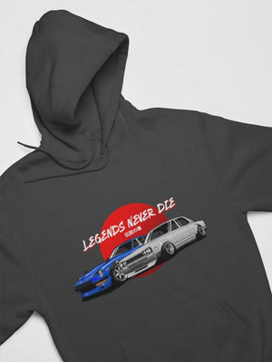 Legendary Japanese cars printed on dark grey car hoodie, JDM sweatshirt, car guy gift, car lover, car fan, car enthusiast, petrolhead, JDM lover, boyfriend gift idea