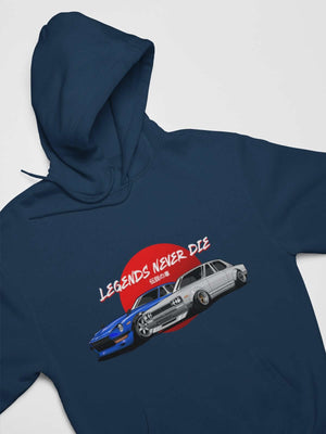 Legendary Japanese cars printed on navy  car hoodie, JDM sweatshirt, car guy gift, car lover, car fan, car enthusiast, petrolhead, JDM lover, boyfriend gift idea