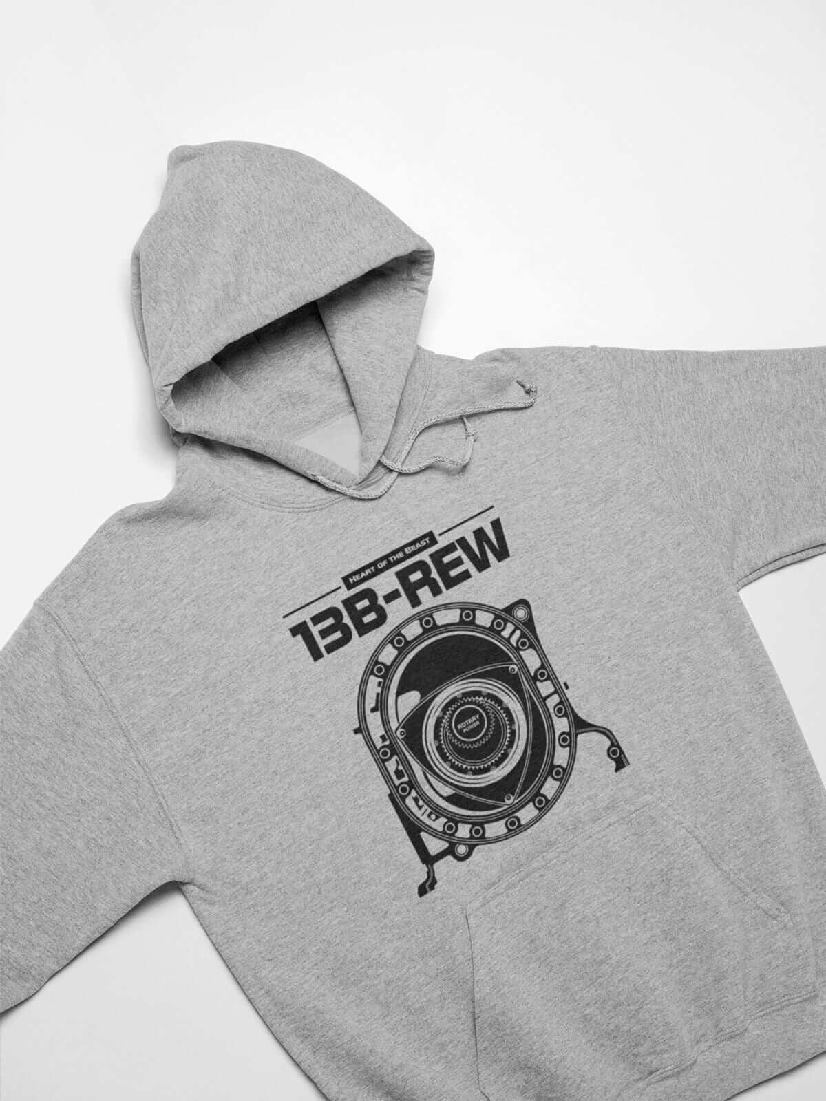 Legendary Japanese engine printed on athletic heather car hoodie designed for car lovers, car guys, car enthusiasts, JDM lovers and petrolheads