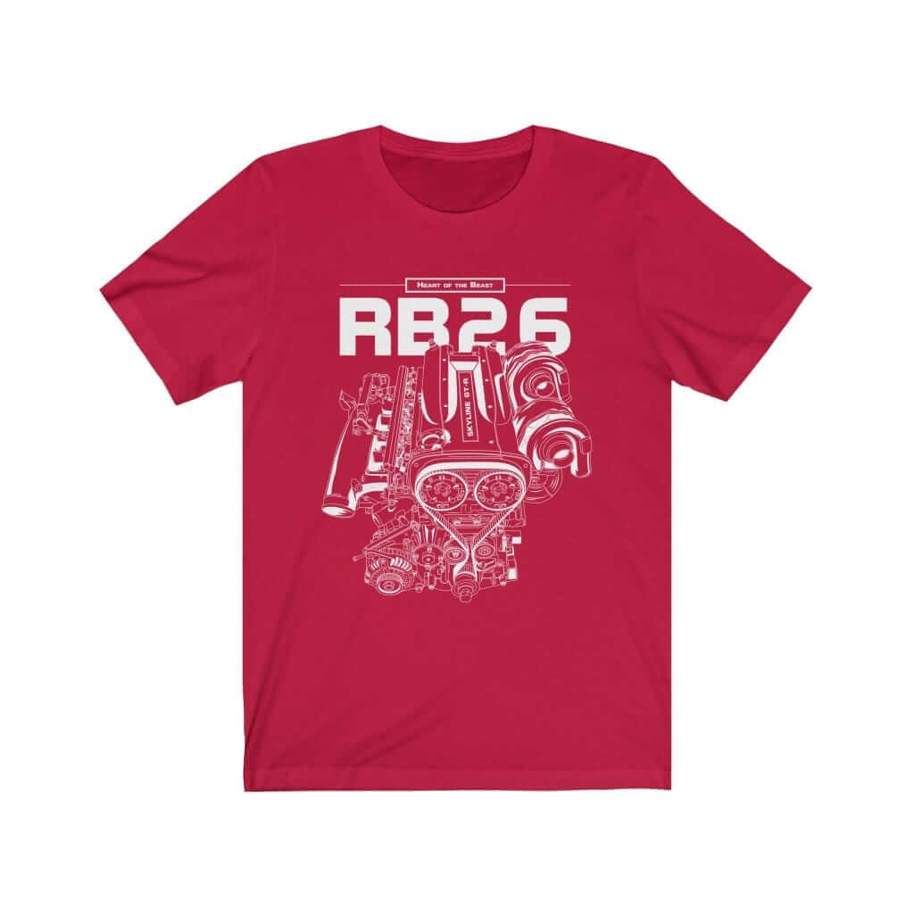 Japanese car printed on red car t-shirt, jdm tee, car guy gift, car lover present, car-fan, car enthusiast