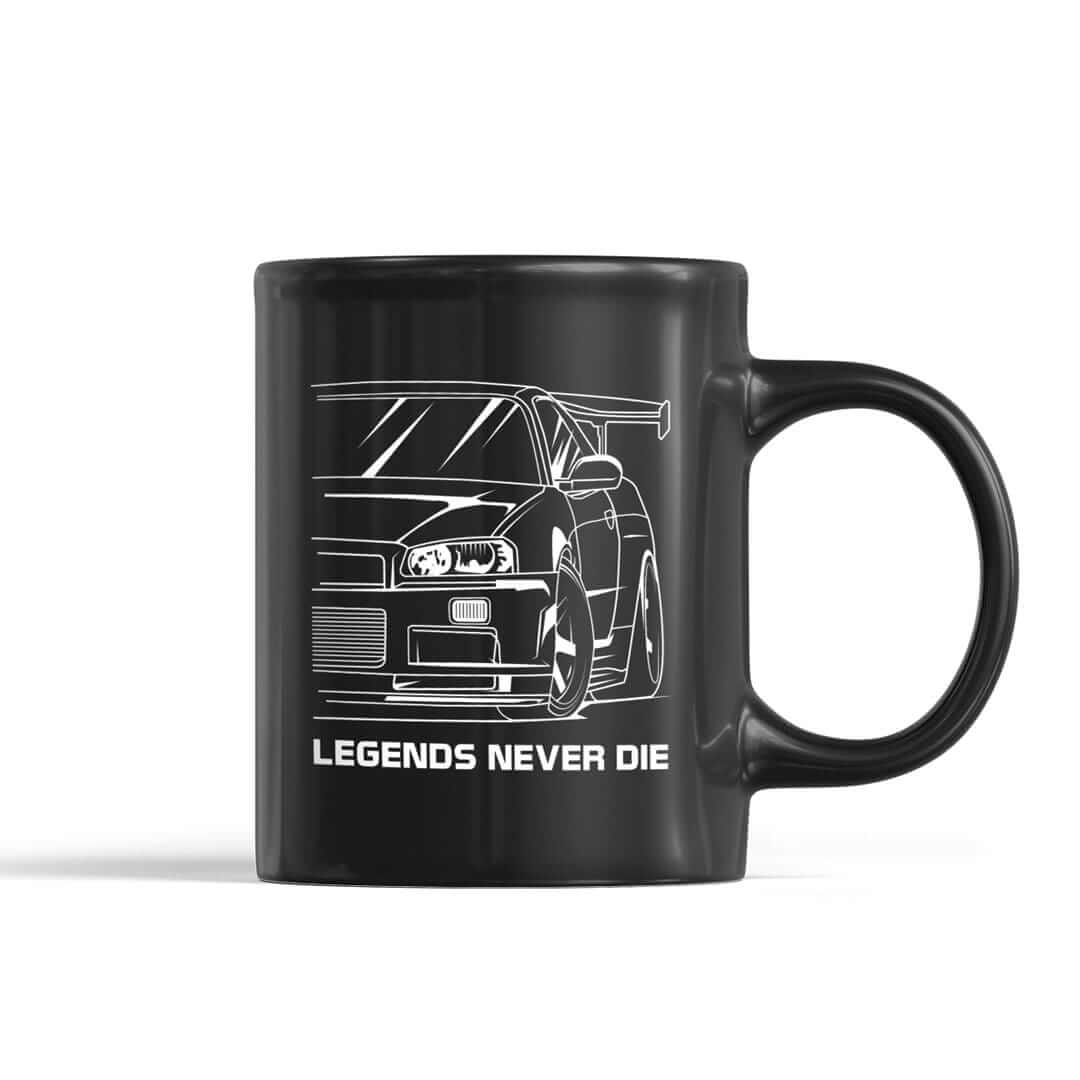 R34 Skyline GTR Legends Never Die coffee mug | JDM car guy gift